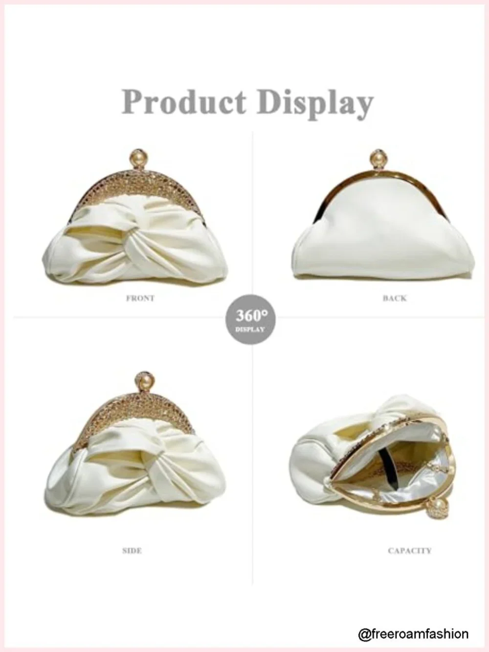 PU Leather Rhinestone Evening Clutch with Crystal Buckle, Detachable Chain